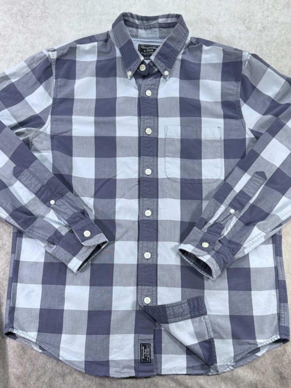 Abercrombie & Fitch Mens Blue Plaid L/S Button Down Size L